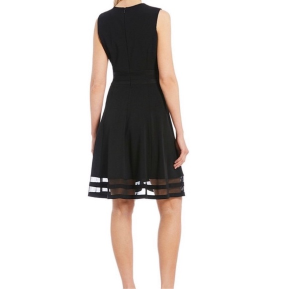NWT Calvin Klein Fit Flare Illusion Mesh Dress - Picture 2 of 10